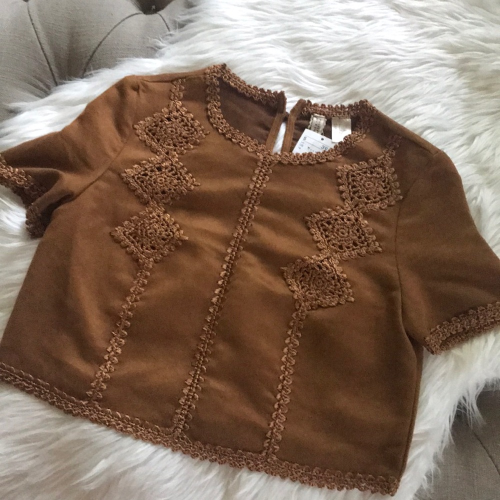 NWT Faux Suede Crop Top